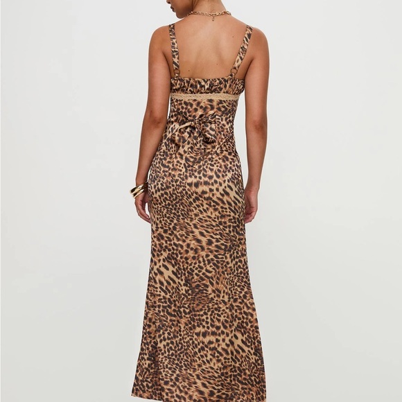 Leopard Print Satin Slip Dress - Picture 6 of 7